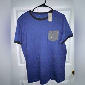American Eagle Outfitters Blue Tee with Gray Pocket